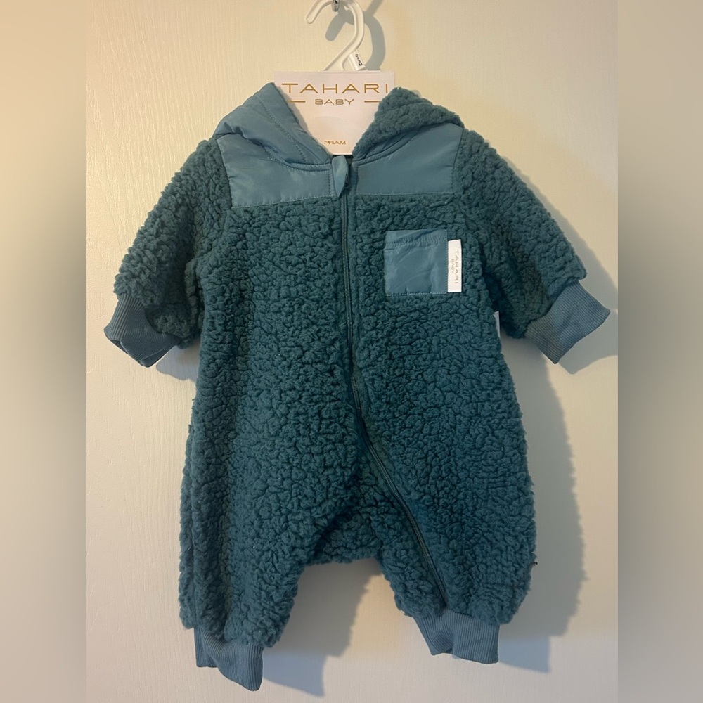 Tahari Baby Teal Fleece One Piece
